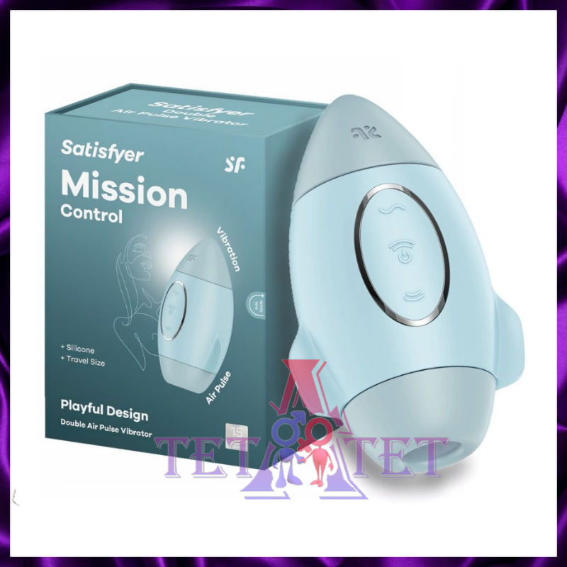 Вакуумно-волновой стимулятор клитора с вибрацией Satisfyer Mission Control голубой